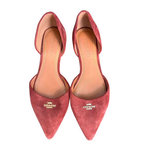 COACH Maroon Suede Pointed Toe Flats - Picture 1 of 5